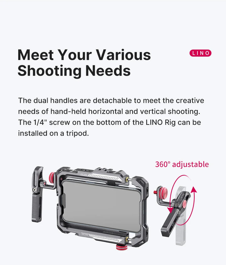Ulanzi Lino Phone Cage Video Vlog Rig Handle For 5.4'' to 6.7'' iPhone X 11 12 13 14 Pro Max Android Phone Photography