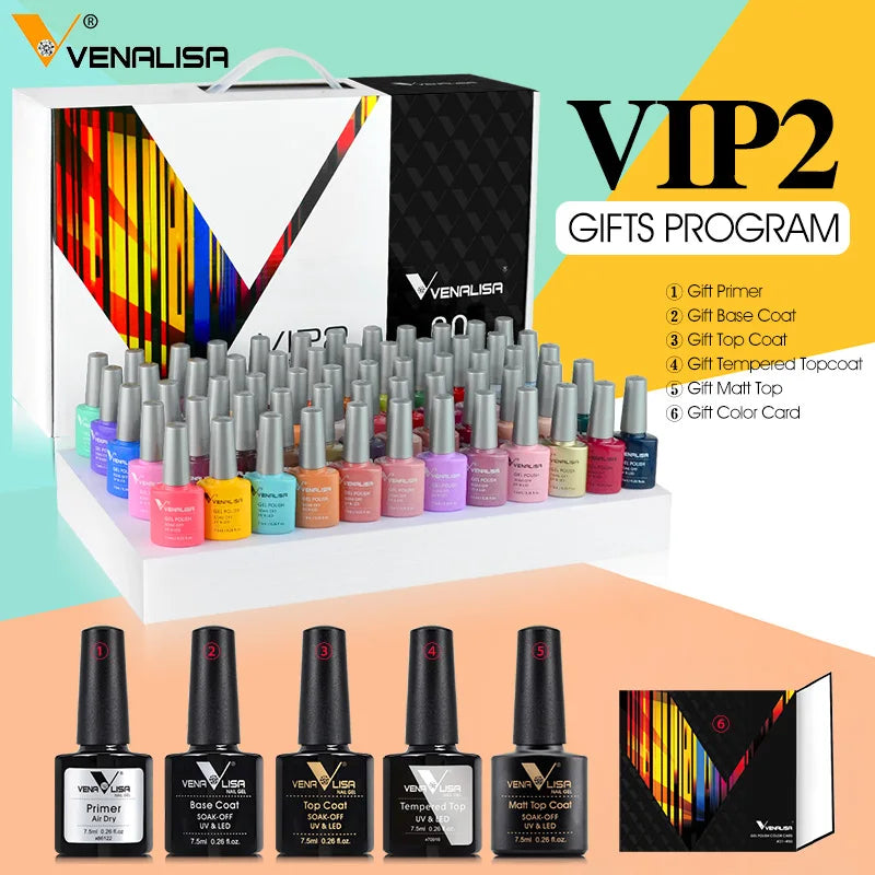 VENALISA VIP4 Kit Nail Gel Polish HEMA FREE Full Coverage 36/60 Color Gel Pigment Professional Nail Art Long-lasting Gel Varnish