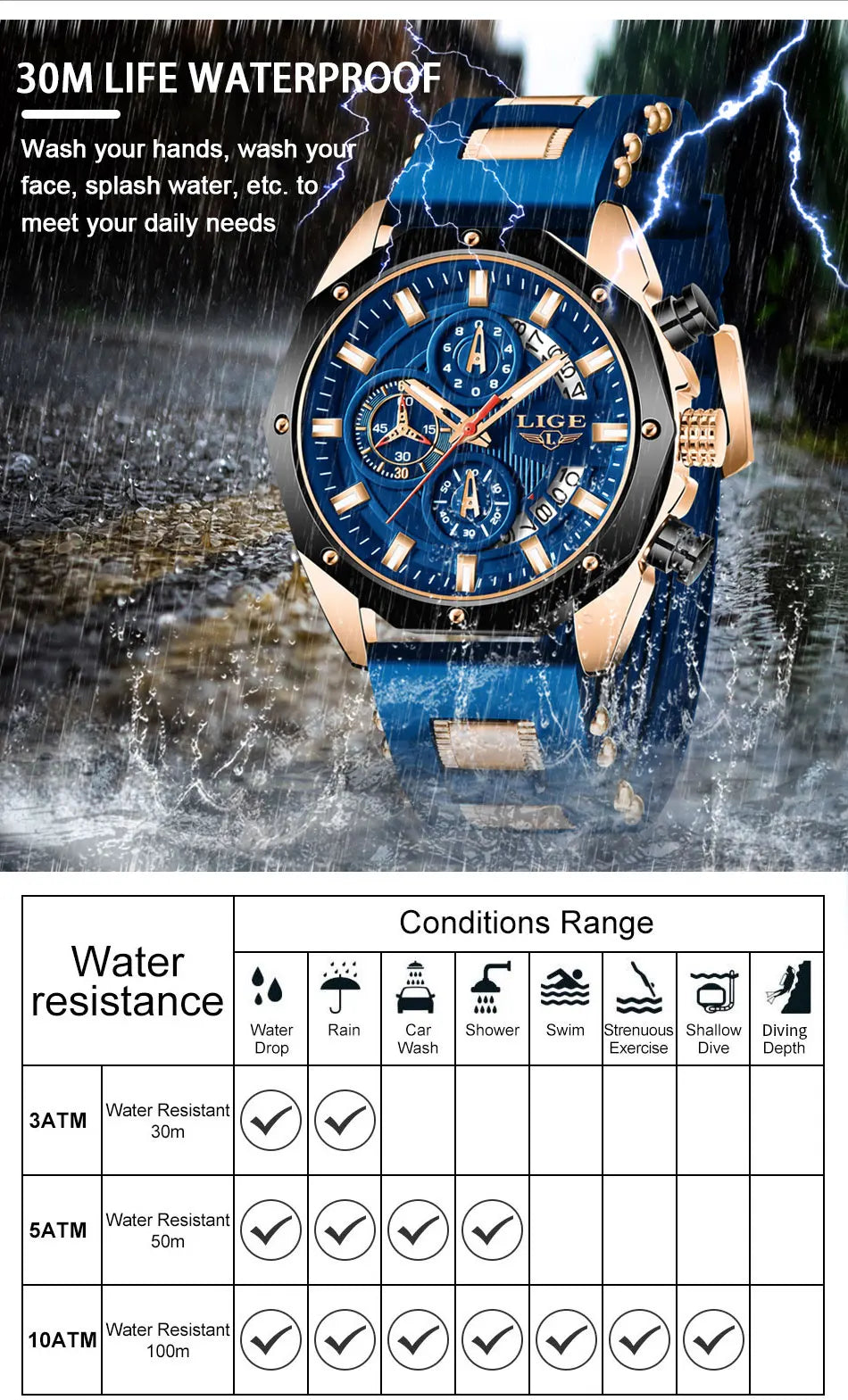 LIGE Brand Watch Men Silcone Sports Watches Men's Army Military Quartz Wristwatch Chronograph Male Clock Relogio Masculino+BOX