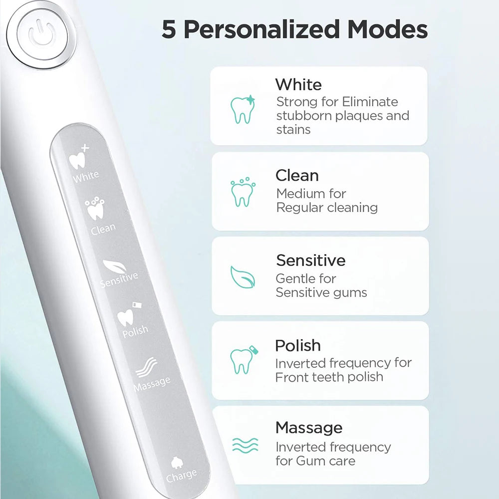 Fairywill Electric Sonic Toothbrush FW-507 USB Charge Rechargeable Adult Waterproof Electronic Tooth Brushes Replacement Heads S