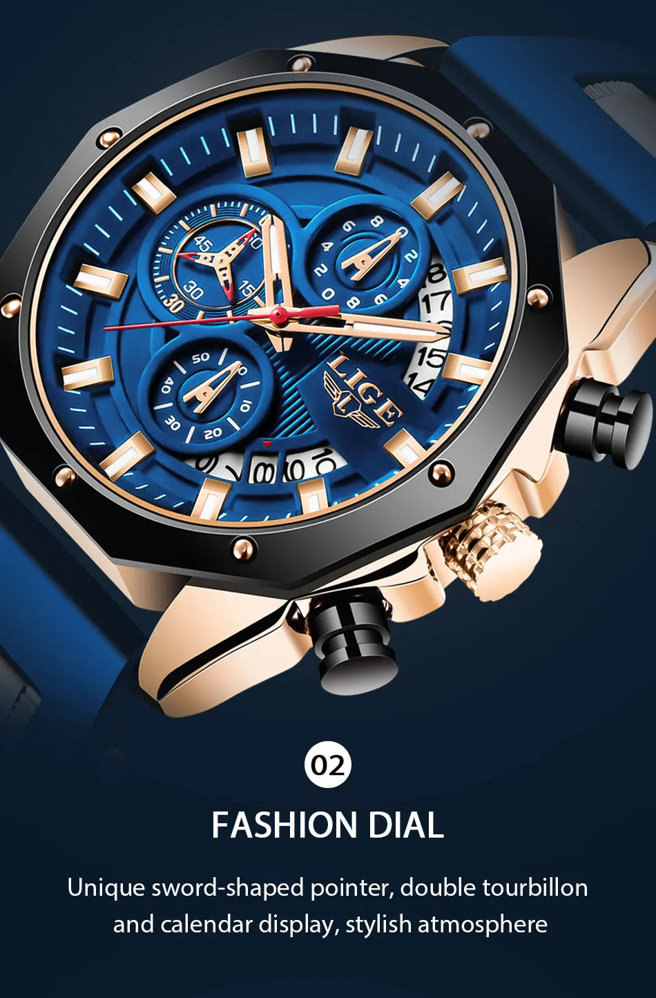 LIGE Brand Watch Men Silcone Sports Watches Men's Army Military Quartz Wristwatch Chronograph Male Clock Relogio Masculino+BOX