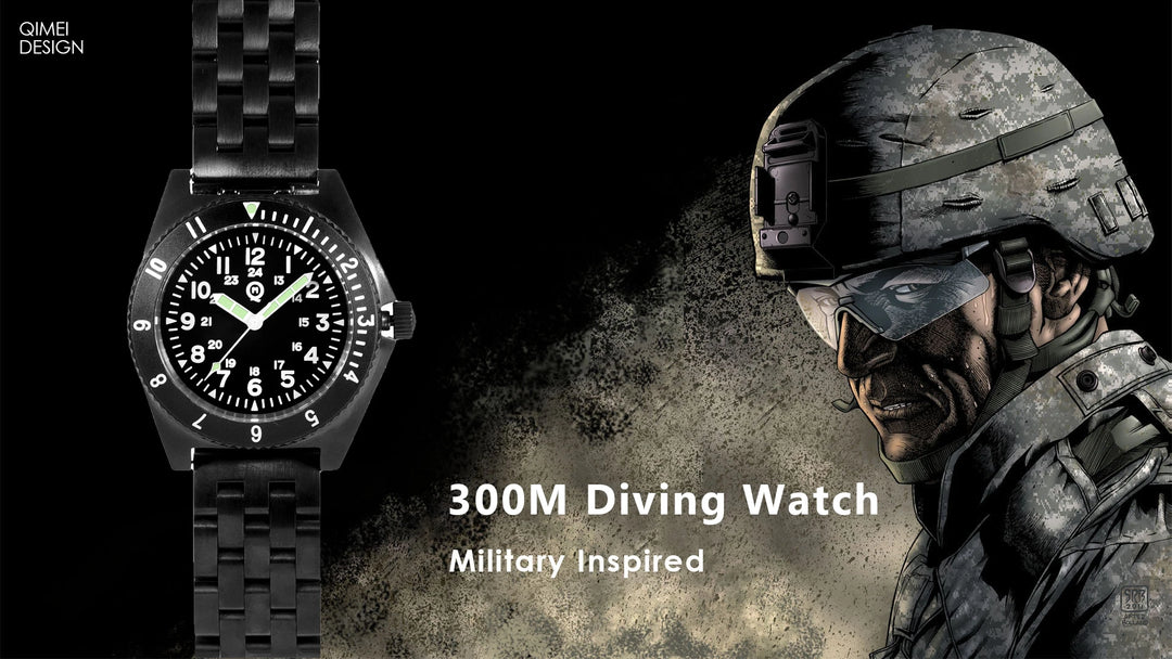 QM "Vietnam" Quartz Wristewatches  US Special Forces UDT Military Men's 300M Diver Super Light Japan VH31 Movement SM8019BA