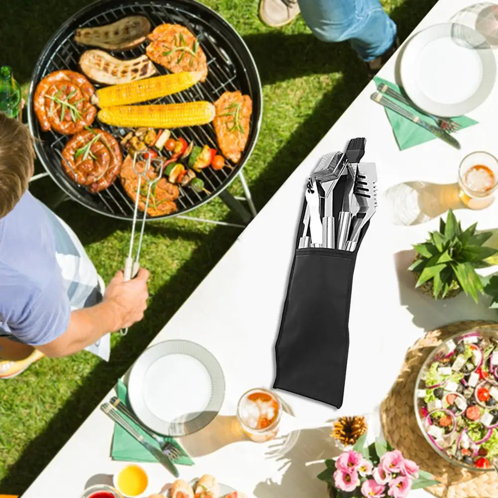1pcs Oxford Cloth BBQ Tool Storage Bag Foldable Grilling Utensil BBQ Clip Carrying Pouch Barbecue Accessories For Camping
