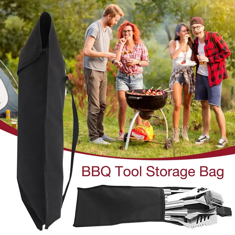 1pcs Oxford Cloth BBQ Tool Storage Bag Foldable Grilling Utensil BBQ Clip Carrying Pouch Barbecue Accessories For Camping