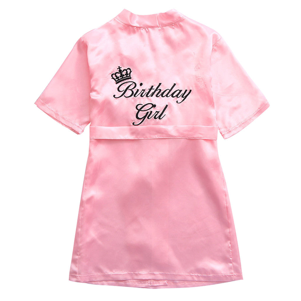Children Summer Toddler Baby Kids Solid Silk Satin Kimono Robes Bathrobe Girls Sleepwear Clothes Baby Birthday Party Bathrobe