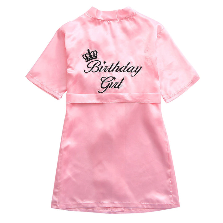 Children Summer Toddler Baby Kids Solid Silk Satin Kimono Robes Bathrobe Girls Sleepwear Clothes Baby Birthday Party Bathrobe