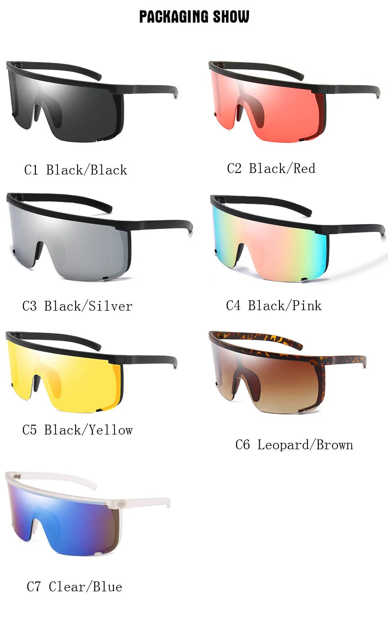 One Piece Sunglasses Men Onepiece 2021 Women Oversize Shield Visor Women Sexy Fashion Men Flat Top Windproof Sport Sunglasses