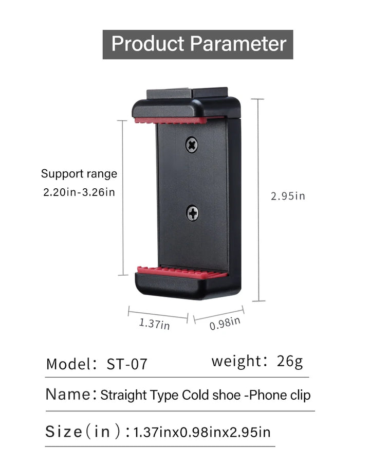 Ulanzi ST-07 Phone Holder Clamp Clip With Cold Shoe Mount Extend Mic Video Light 1/4'' Tripod Monopod Base Mount for Smartphone
