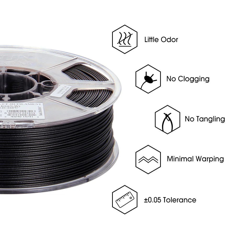 eSUN Carbon Fiber Filled Nylon Filament PA-CF 1.75mm 3D Printer Filament,1KG 2.2LBS Spool 3D Printing Filament for 3D Printers