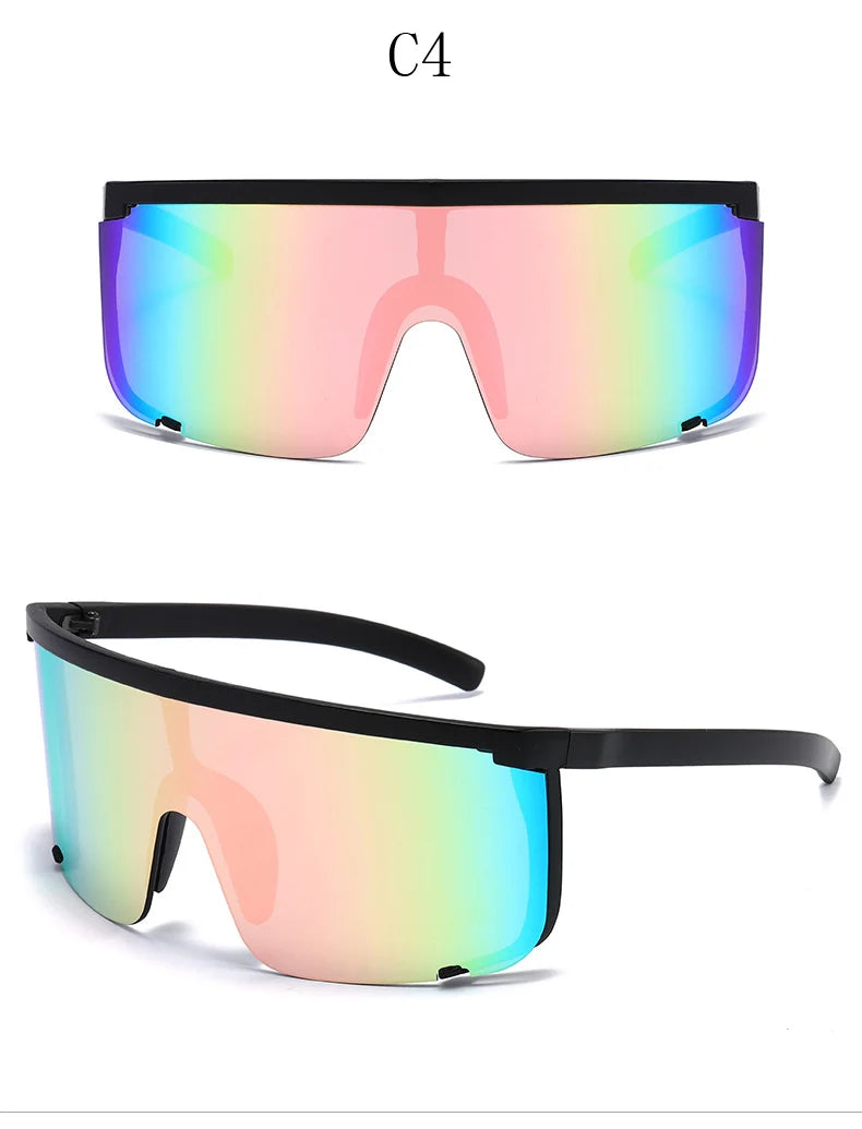 One Piece Sunglasses Men Onepiece 2021 Women Oversize Shield Visor Women Sexy Fashion Men Flat Top Windproof Sport Sunglasses