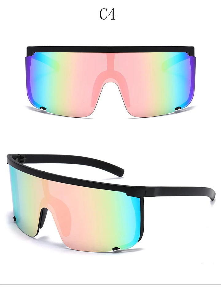 One Piece Sunglasses Men Onepiece 2021 Women Oversize Shield Visor Women Sexy Fashion Men Flat Top Windproof Sport Sunglasses