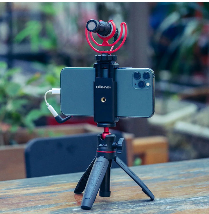 Ulanzi ST-07 Phone Holder Clamp Clip With Cold Shoe Mount Extend Mic Video Light 1/4'' Tripod Monopod Base Mount for Smartphone