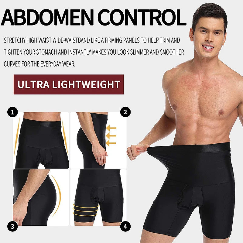 Men Body Shaper High Waist Control Panties Underwear Boxer Briefs Tummy Shaping Shorts Slimming Trainer Compression Shapewear