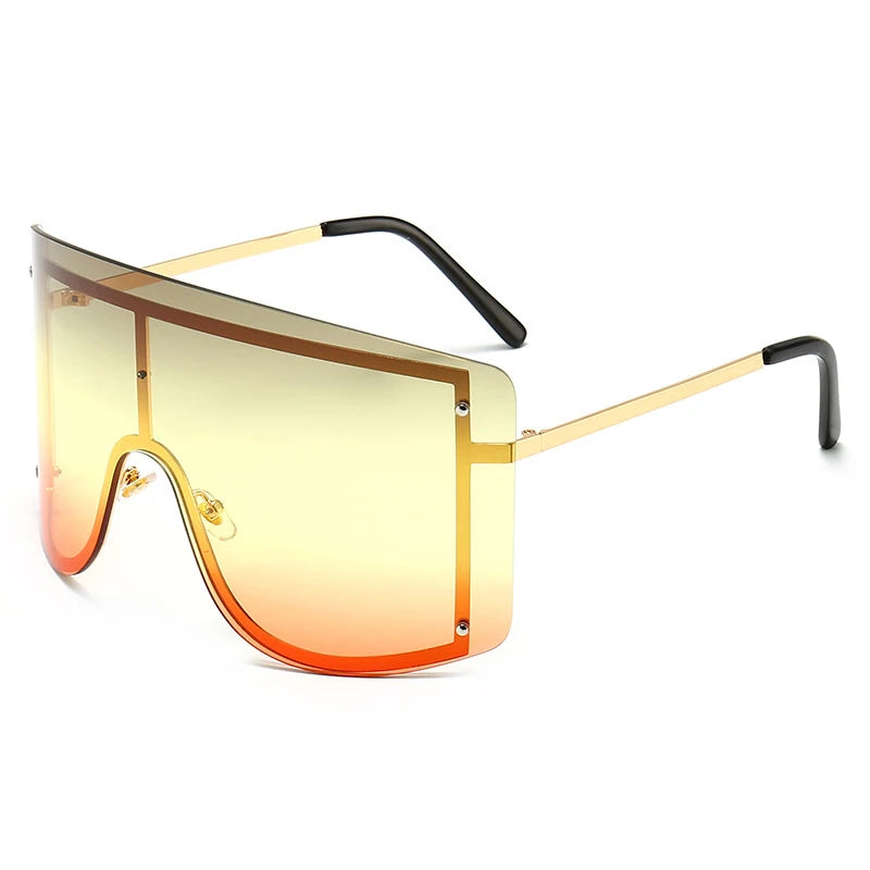 Fashion Oversized Blue Yellow Gradient Sunglasses Women 2019 Luxulry Brand Designer Red Rimless Metal Female Sun Glasses Shades