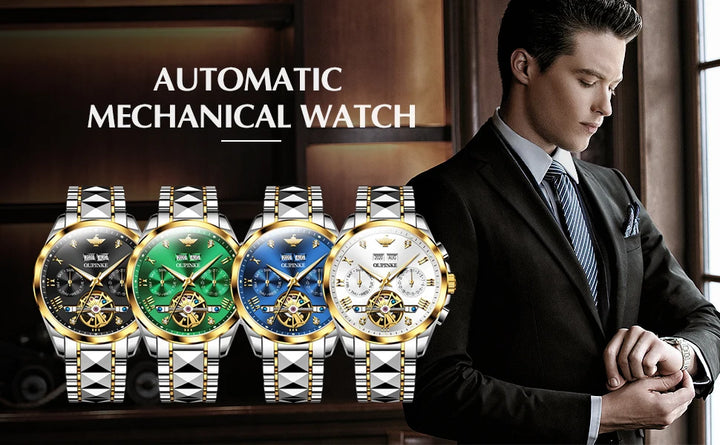OUPINKE Automatic Mechanical Watch for Men 50M Waterproof Sapphire Mirror Luxury High Level Wristwtch
