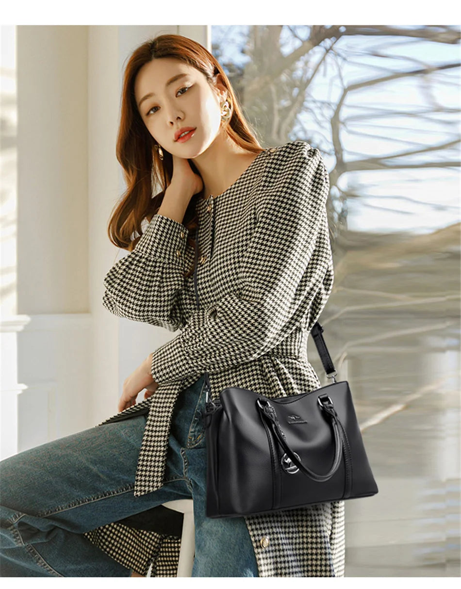 Genuine Brand Luxury Designer Women Bags High Quality Leather Shoulder Crossbody Messenger Tote Bag Large Handbag Purses