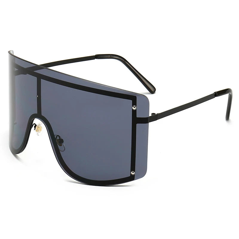 Fashion Oversized Blue Yellow Gradient Sunglasses Women 2019 Luxulry Brand Designer Red Rimless Metal Female Sun Glasses Shades