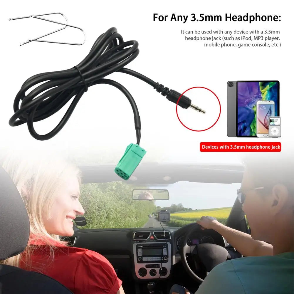 Car Aux Cable 3.5MM Audio Adapter For Renaults Clio Espace Kangoo Megane Scenic Trafic Twingo 2005 2006 2007 2008 2009 Active