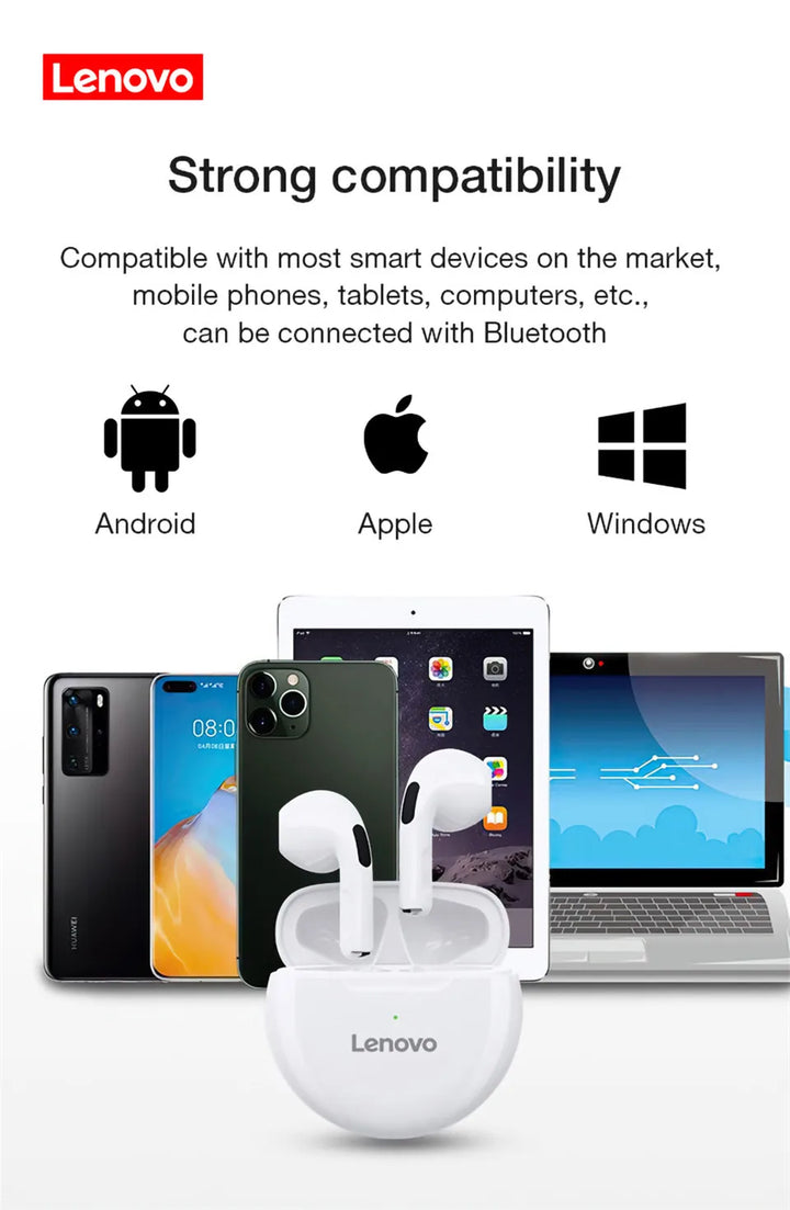 Original Lenovo HT38 TWS Earphone Wireless Bluetooth 5.0 Headphones Stereo Bass With Microphone Noise Reduction Mini Headset