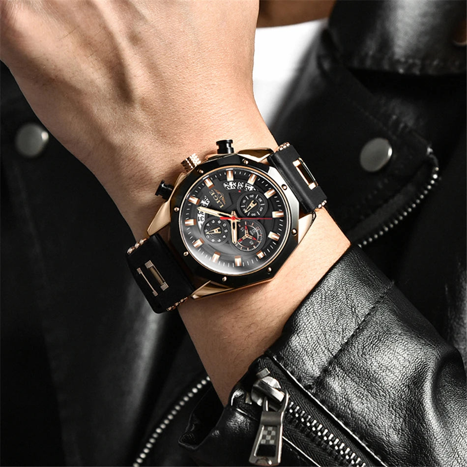 LIGE Brand Watch Men Silcone Sports Watches Men's Army Military Quartz Wristwatch Chronograph Male Clock Relogio Masculino+BOX