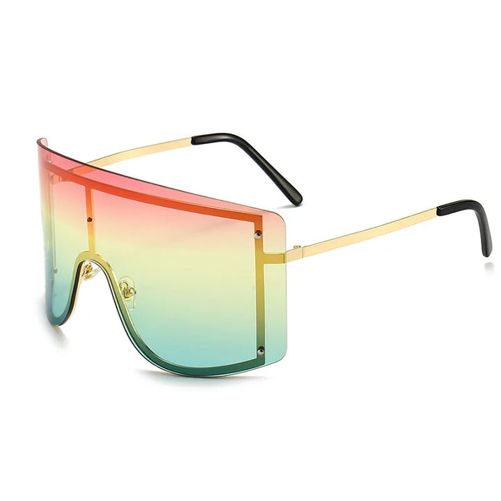 Fashion Oversized Blue Yellow Gradient Sunglasses Women 2019 Luxulry Brand Designer Red Rimless Metal Female Sun Glasses Shades