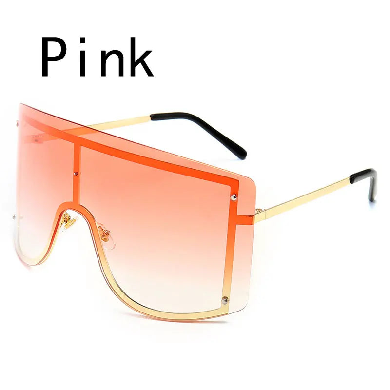 Fashion Oversized Blue Yellow Gradient Sunglasses Women 2019 Luxulry Brand Designer Red Rimless Metal Female Sun Glasses Shades