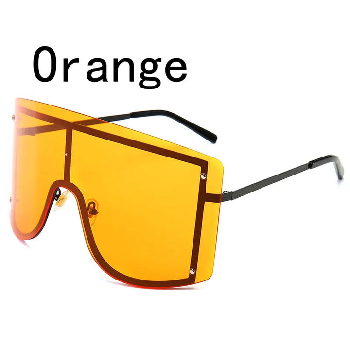 Fashion Oversized Blue Yellow Gradient Sunglasses Women 2019 Luxulry Brand Designer Red Rimless Metal Female Sun Glasses Shades