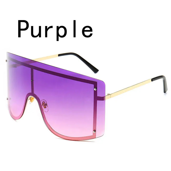 Fashion Oversized Blue Yellow Gradient Sunglasses Women 2019 Luxulry Brand Designer Red Rimless Metal Female Sun Glasses Shades