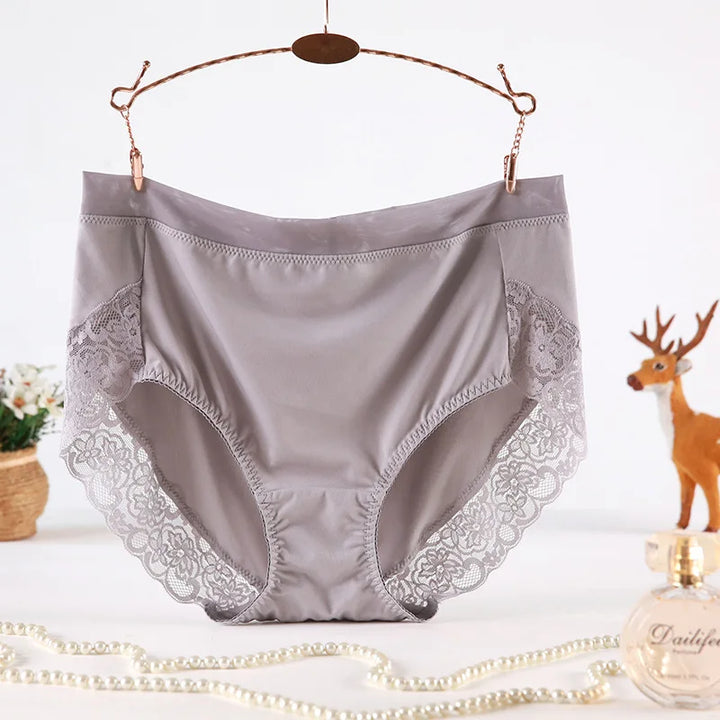 2025 Newest High Waist Lace Plus Size Panties Women Milk Silk Big Size Briefs Intimates Female Underwear Black Pink 2XL 3XL 4XL