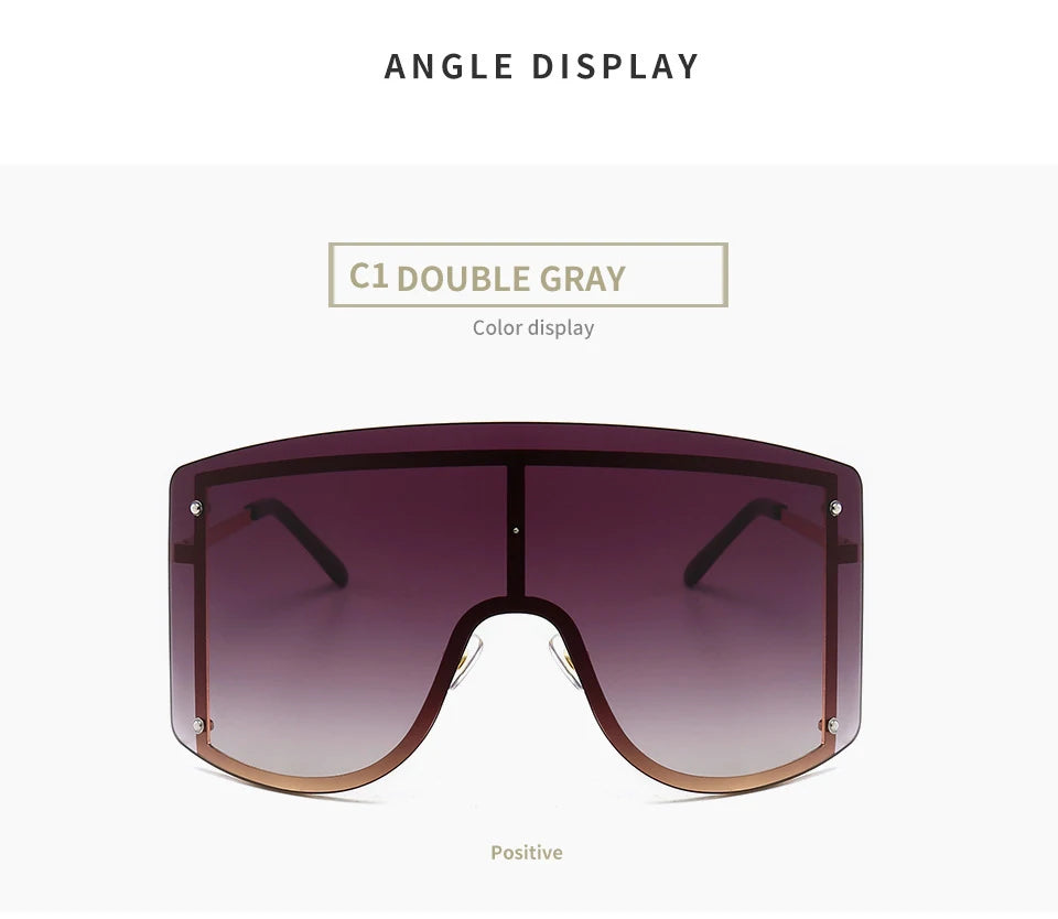 Fashion Oversized Blue Yellow Gradient Sunglasses Women 2019 Luxulry Brand Designer Red Rimless Metal Female Sun Glasses Shades