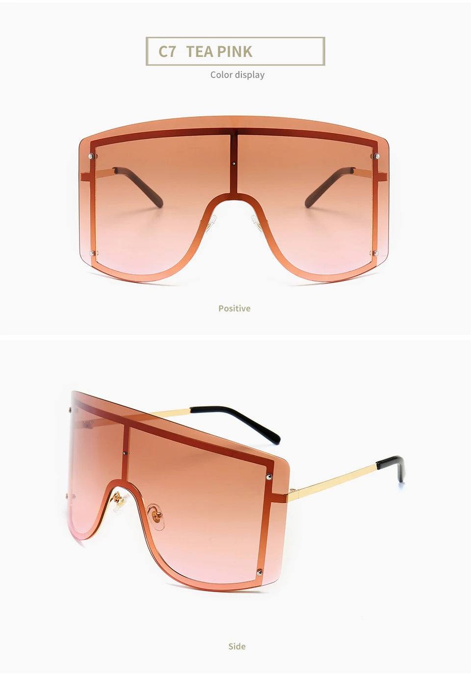 Fashion Oversized Blue Yellow Gradient Sunglasses Women 2019 Luxulry Brand Designer Red Rimless Metal Female Sun Glasses Shades