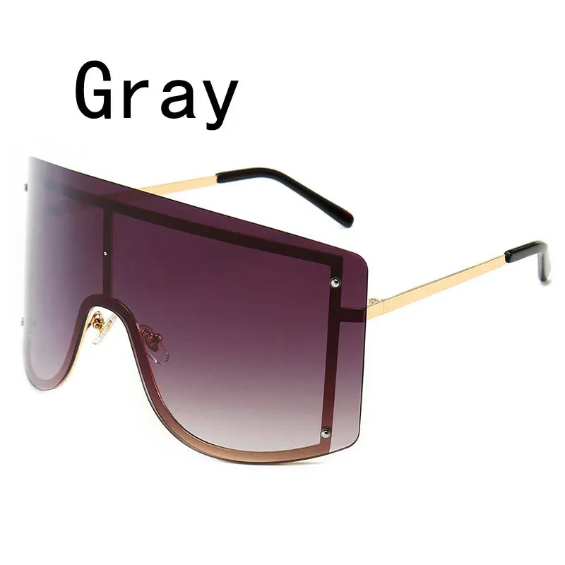 Fashion Oversized Blue Yellow Gradient Sunglasses Women 2019 Luxulry Brand Designer Red Rimless Metal Female Sun Glasses Shades