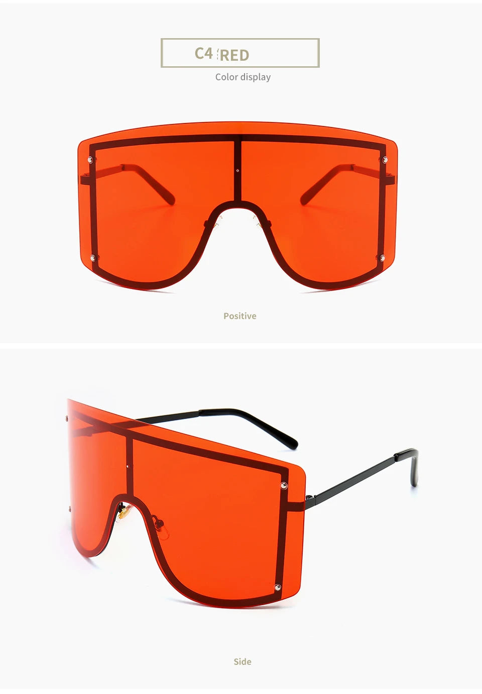 Fashion Oversized Blue Yellow Gradient Sunglasses Women 2019 Luxulry Brand Designer Red Rimless Metal Female Sun Glasses Shades