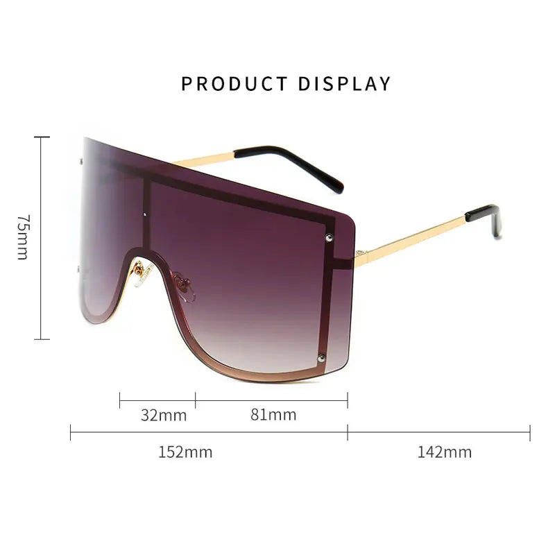 Fashion Oversized Blue Yellow Gradient Sunglasses Women 2019 Luxulry Brand Designer Red Rimless Metal Female Sun Glasses Shades