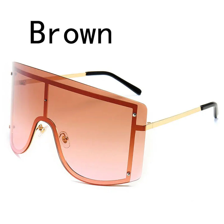 Fashion Oversized Blue Yellow Gradient Sunglasses Women 2019 Luxulry Brand Designer Red Rimless Metal Female Sun Glasses Shades