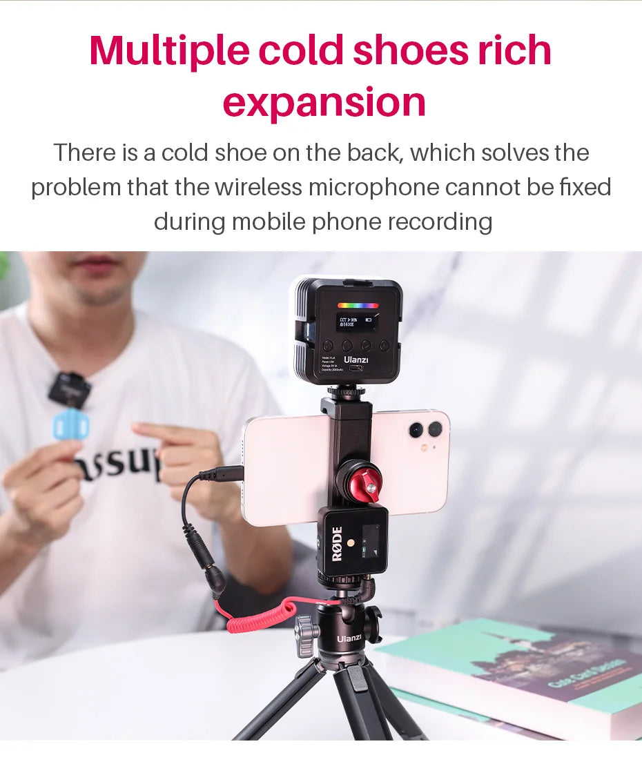 Ulanzi ST-27 Metal Vertical Shooting Phone Mount Holder Clip with Cold Shoe for Rode Wireless Go Microphone Video Light Vlog