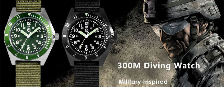 QM "Vietnam" Quartz Wristewatches  US Special Forces UDT Military Men's 300M Diver Super Light Japan VH31 Movement SM8019BA