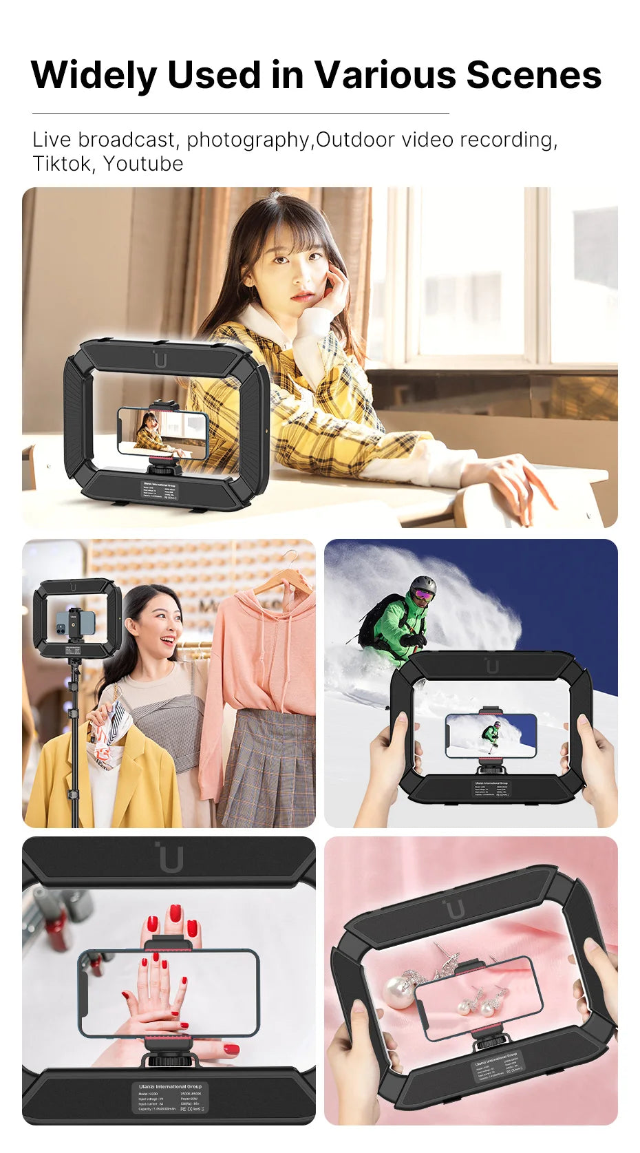 Ulanzi U-200 Ring Light Photography Led Video light BI-color Camera With phone clip cold shoe for Youtube Live Rig lamp