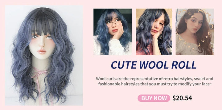 7JHHWIGS Long Wavy Synthetic Black Wigs For Women With Fringe Fashion Heat Resistant Mid-Length Daily Straight Light Brown Hair