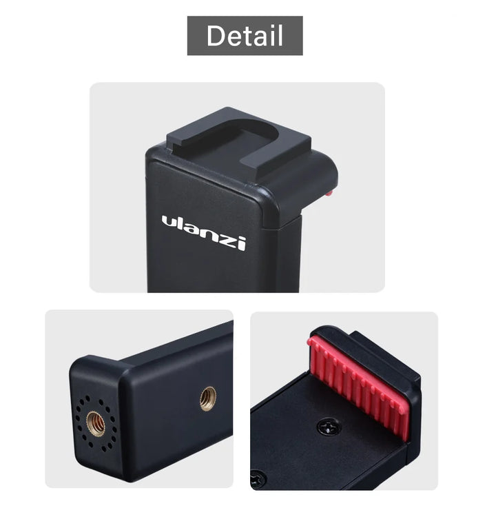 Ulanzi ST-07 Phone Holder Clamp Clip With Cold Shoe Mount Extend Mic Video Light 1/4'' Tripod Monopod Base Mount for Smartphone