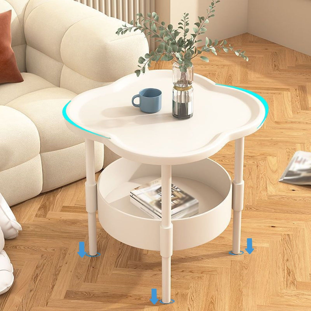 Haliyee ‌2-Tier End Table with Removable Tray - Waterproof Plastic Side Table for Living Room, Bedroom, Balcony, Office - Small Sofa & Coffee Table Indoor Outdoor Use