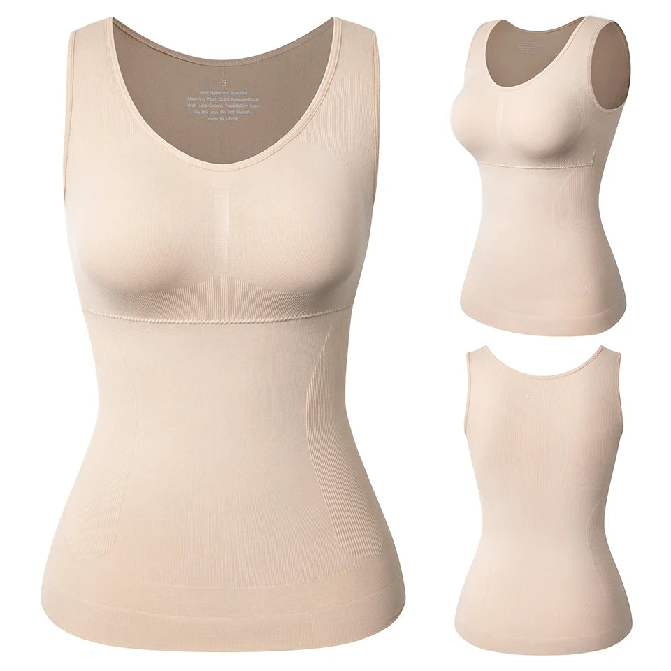 Shapewear for Plus Size Women Tummy Control Shapewear Built-in Bra Shaping Tank Tops Slimming Body Shaper Compression Underwear