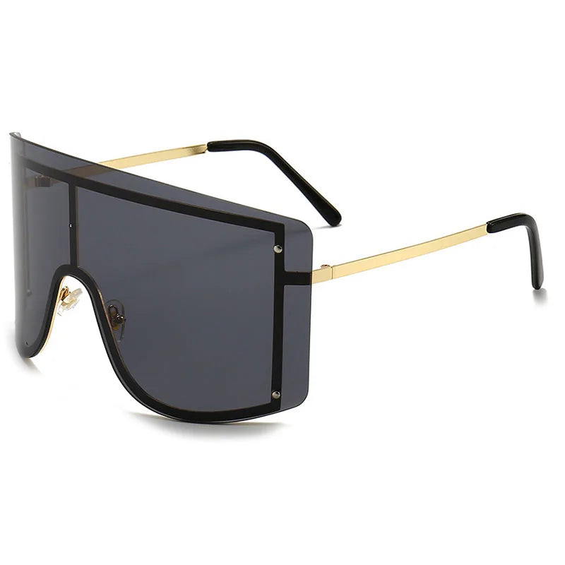 Fashion Oversized Blue Yellow Gradient Sunglasses Women 2019 Luxulry Brand Designer Red Rimless Metal Female Sun Glasses Shades