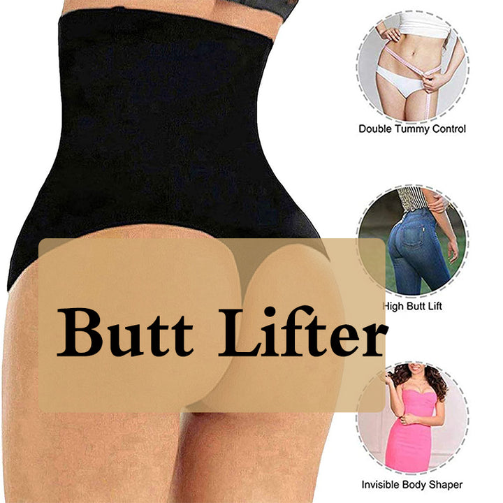 GUUDIA Womens High Waist Seamless Body Shaper Briefs Firm Control Tummy Sexy Thong Shapewear Panties Girdle Underwear Shapewear