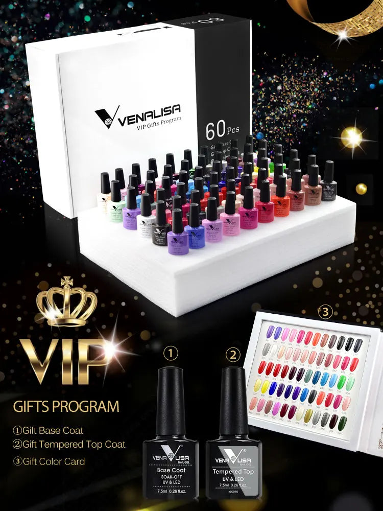 VENALISA VIP4 Kit Nail Gel Polish HEMA FREE Full Coverage 36/60 Color Gel Pigment Professional Nail Art Long-lasting Gel Varnish