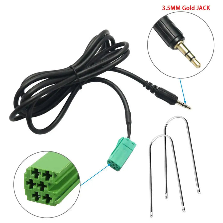 Car Aux Cable 3.5MM Audio Adapter For Renaults Clio Espace Kangoo Megane Scenic Trafic Twingo 2005 2006 2007 2008 2009 Active
