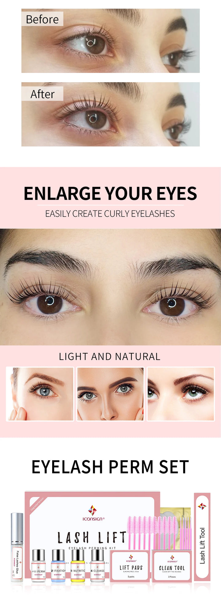 Dropshipping ICONSIGN Upgrade Version Lash Lift Kit Lifting Eyelashes Lasting 6-8 Weeks Calia Perm Eyelash Enhancer Makeup Tools