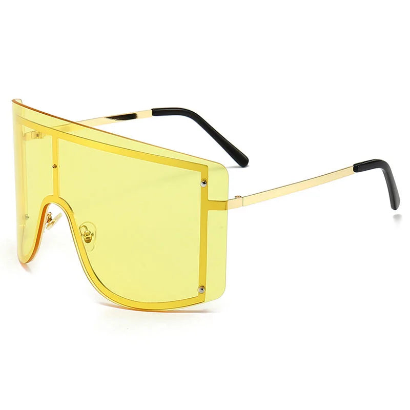 Fashion Oversized Blue Yellow Gradient Sunglasses Women 2019 Luxulry Brand Designer Red Rimless Metal Female Sun Glasses Shades