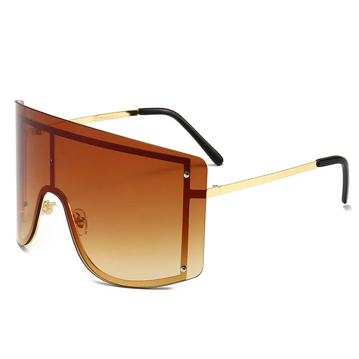 Fashion Oversized Blue Yellow Gradient Sunglasses Women 2019 Luxulry Brand Designer Red Rimless Metal Female Sun Glasses Shades