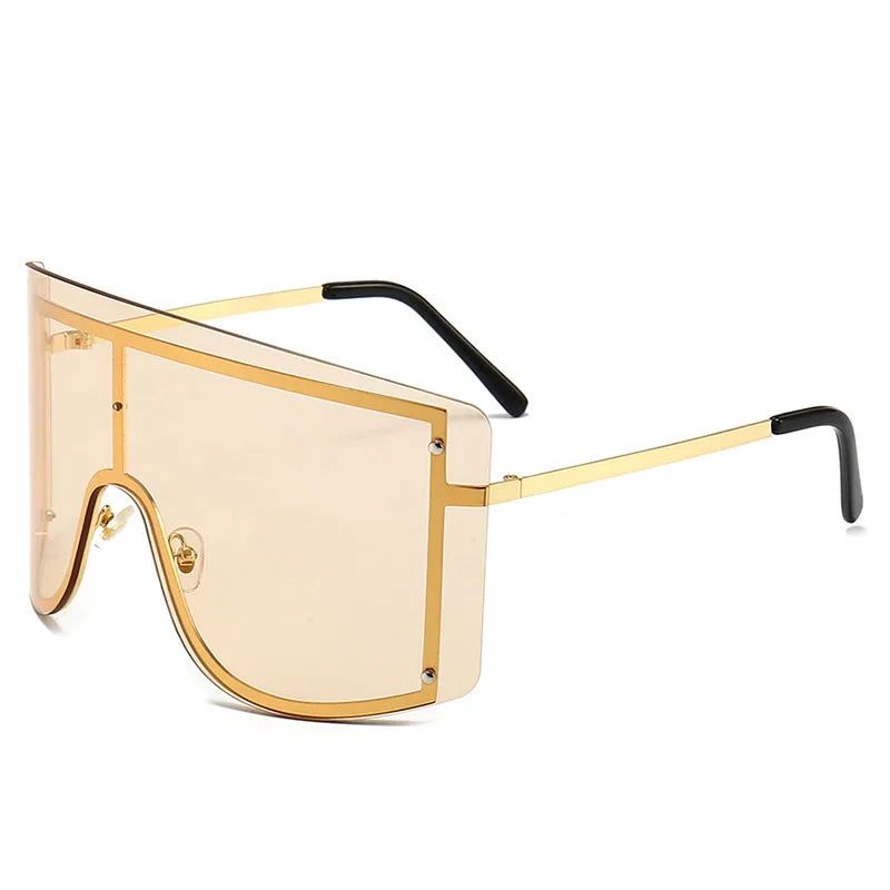 Fashion Oversized Blue Yellow Gradient Sunglasses Women 2019 Luxulry Brand Designer Red Rimless Metal Female Sun Glasses Shades